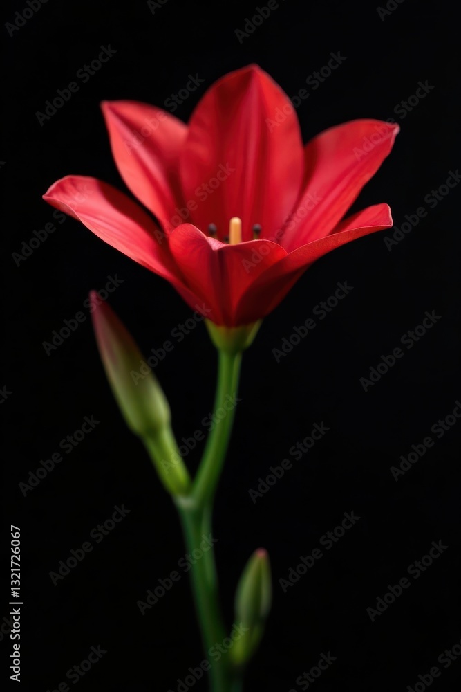 Single freesia flower, sharp detail, glossy black backdrop, beauty, plant, high-res Single freesia flower, sharp detail, glossy black backdrop, beauty, plant, high-res