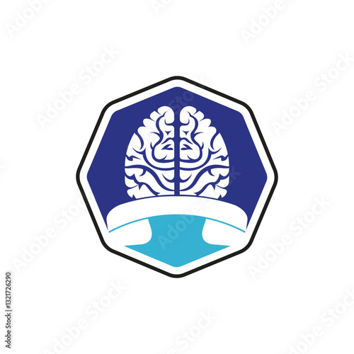 Brain call vector logo design template.