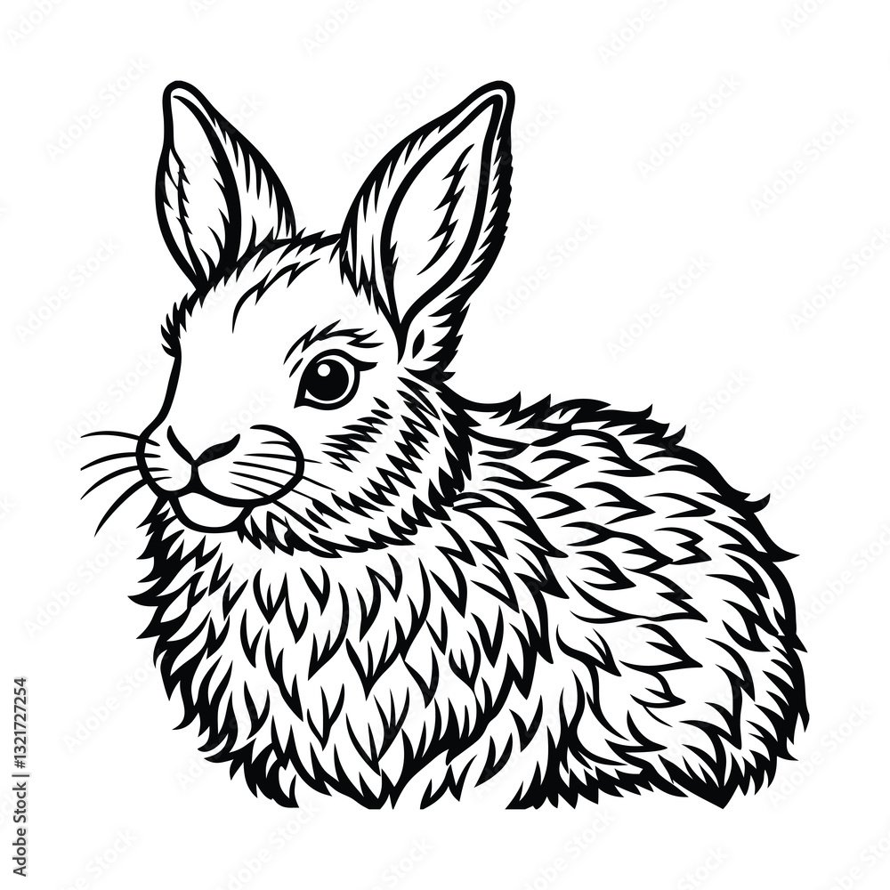 Obraz premium Silhouette of Jersey Wooly rabbit isolated on a white background