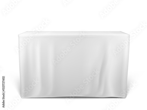 Tradeshow Table With White Stretch Cloth Cover