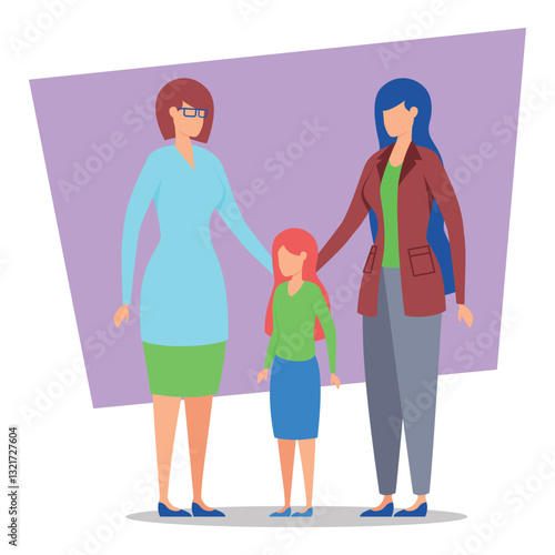 Two adults and child gathering in warm environment, sharing smiles and laughter. They engaged in joyful moment. Family love and togetherness concept