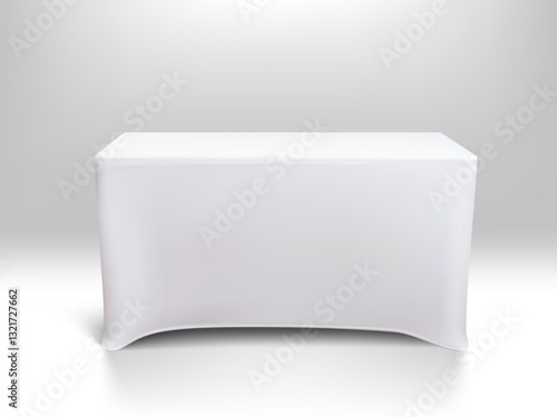 Tradeshow Table With White Stretch Cloth Cover