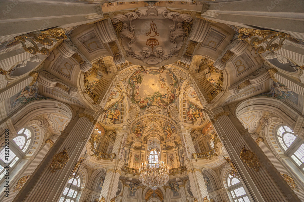 Fototapeta premium Torino, Italy - March 9, 2025: architectural detail of Palazzina di Caccia Stupinigi in Piemonte.