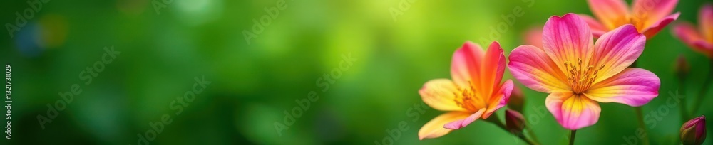 Vibrant pink & yellow blooms, lush green backdrop , card, high-resolution, texture Vibrant pink & yellow blooms, lush green backdrop , card, high-resolution, texture