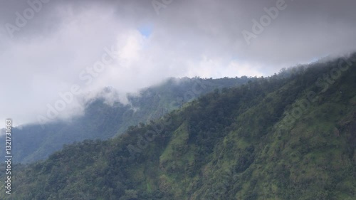 Fog over the mountain in cloudy day,beautiful landscape in Thailand.