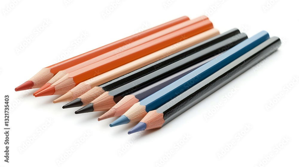 Fototapeta premium Colorful Pencils Arranged in a Diagonal Row