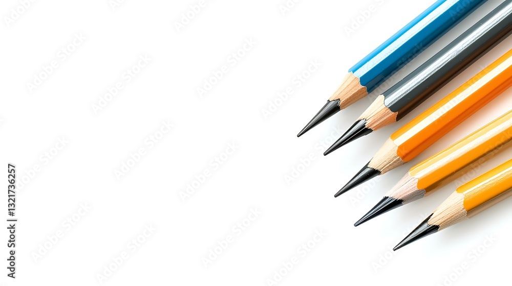Diagonal Arrangement of Multicolored Pencils on a Plain Background Diagonal Arrangement of Multicolored Pencils on a Plain Background