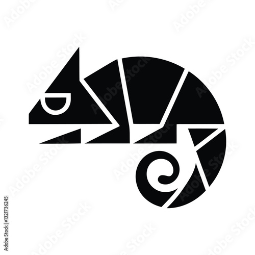 Stylized Chameleon Silhouette in a Geometric Design. chameleon icon vector silhouette, chameleon logo vector silhouette
