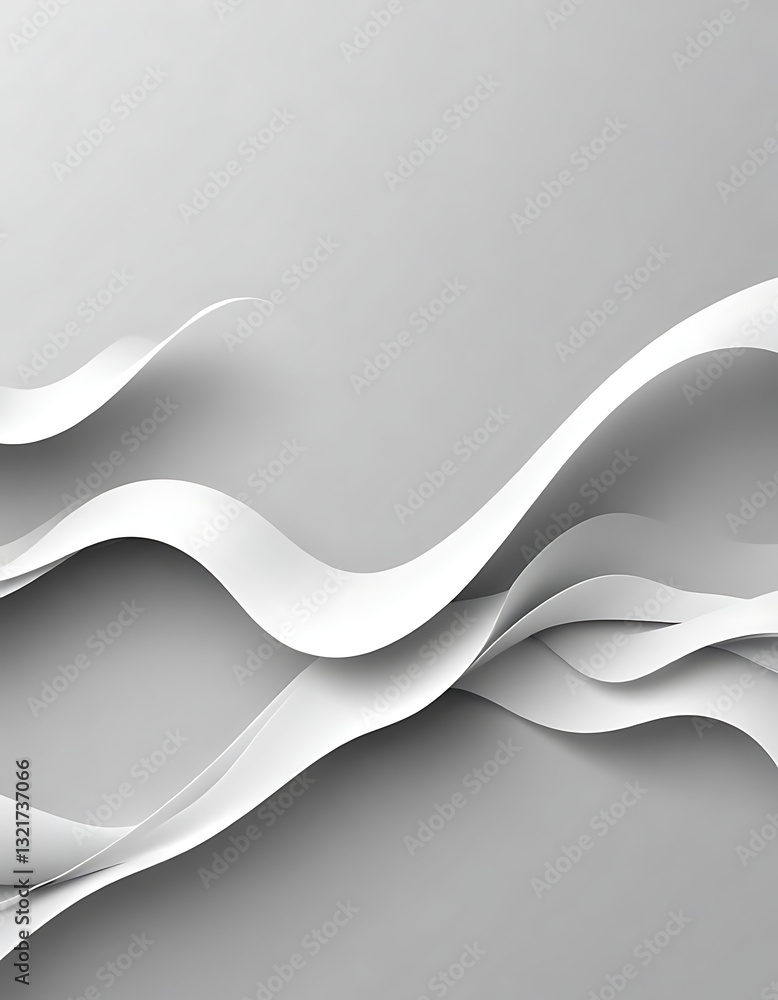 Obraz premium Monochrome White Flowing Layers - Soft Minimalist Abstract