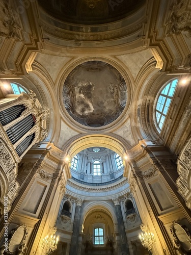 Torino, Italy - March 9, 2025: architectural detail of Basilica di Superga in Piemonte.