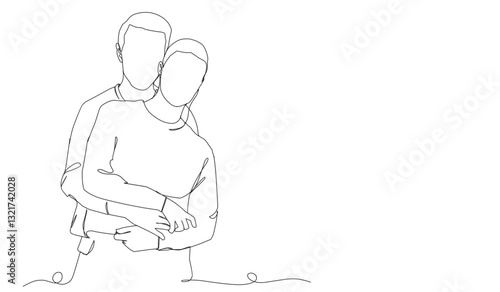 Couple Creative Contemporary Abstract Line Drawing. Beauty Fashion Peoples. Vector Minimalist Design for Wall Art, Print, Card, Poster