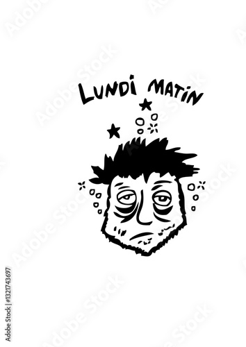 lundi matin tete visage fatigué