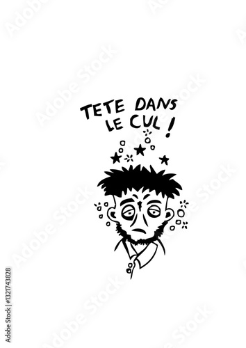 personnage tete fatigue cul