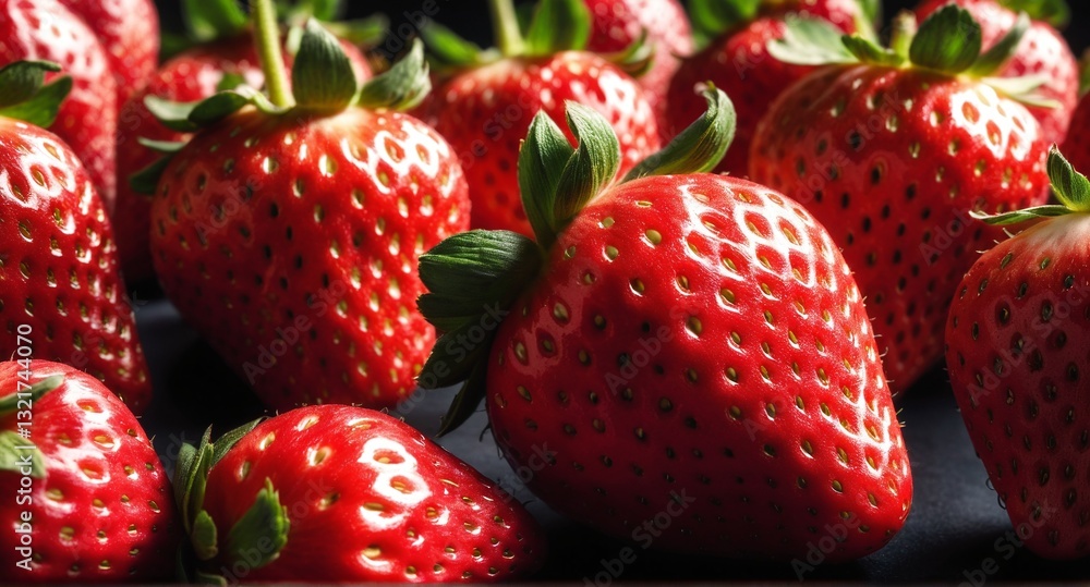 Fresh strawberry fruits food background. Top view, flat lay