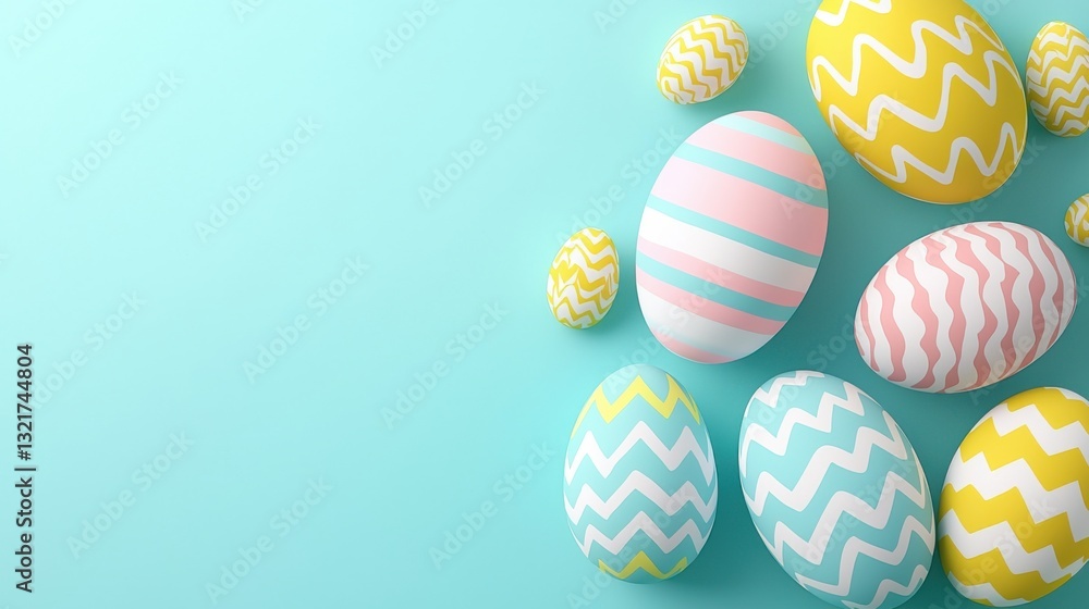 Colorful Easter eggs on a light blue background. Colorful Easter eggs on a light blue background.