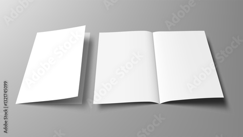 A5, A4, A3 Blank Half-folded Brochure Cover Mockup
