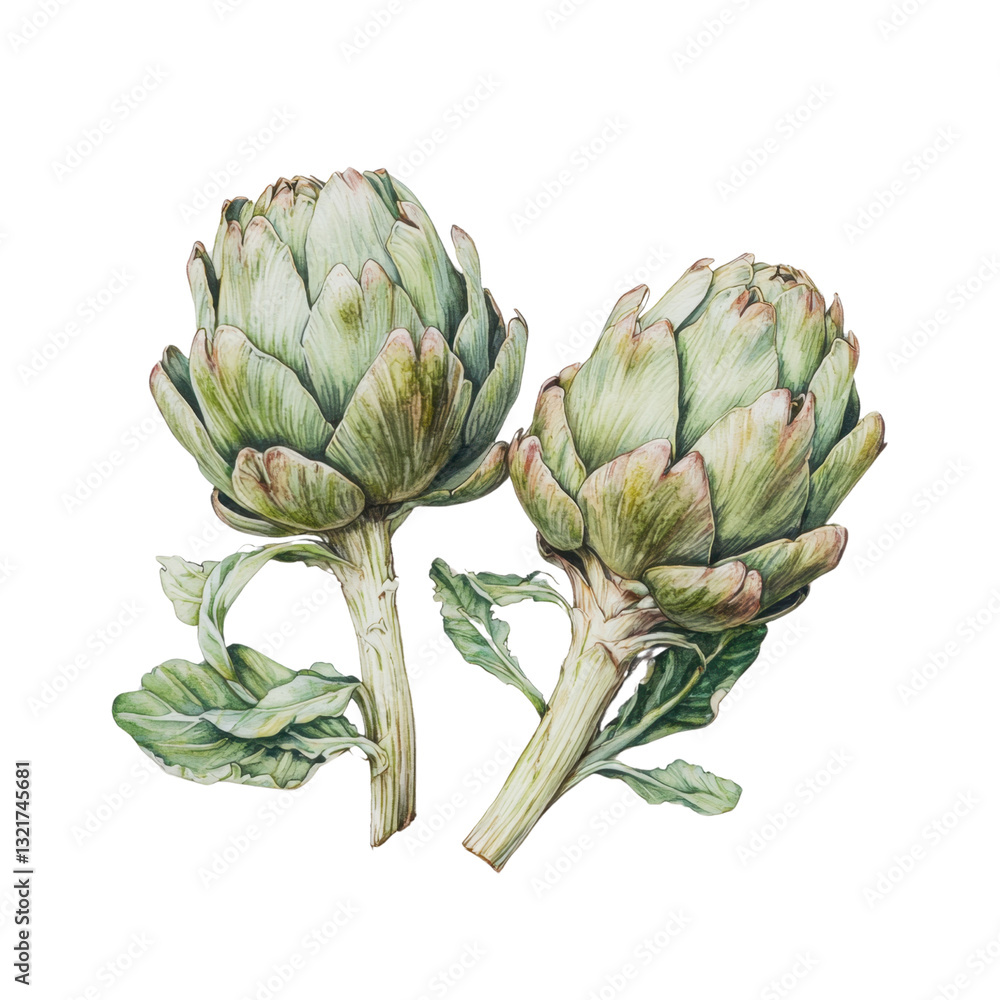 Obraz premium Fresh Green Artichokes Isolated on White Background