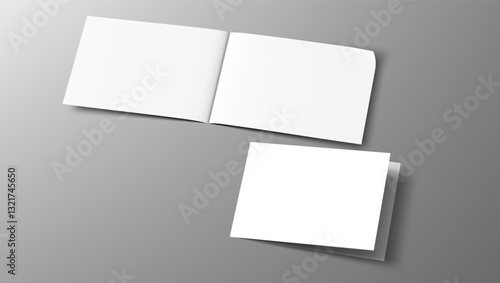 A5, A4, A3 Blank Half-folded Brochure Cover Mockup