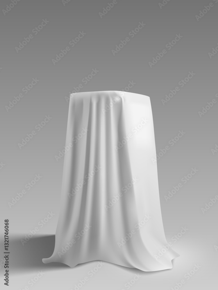 Presentation Pedestal Covered With A White Cloth Presentation Pedestal Covered With A White Cloth