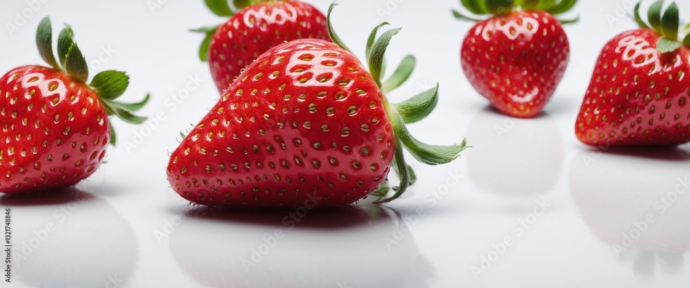 Fresh strawberry fruits on grey background.