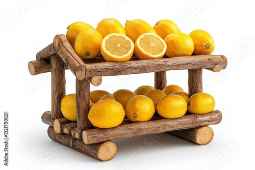 Wooden stall selling lemonade, white backgroundWooden stall selling lemonade, white background