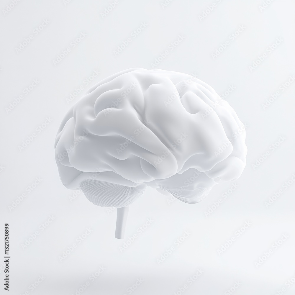 Brain illustration on white background anatomical human brain model brain anatomy for education health research and brain science Brain illustration on white background anatomical human brain model brain anatomy for education health research and brain science