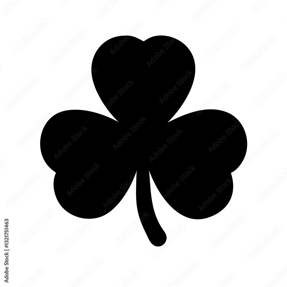 Black Silhouette of a Shamrock on a White Background Black Silhouette of a Shamrock on a White Background