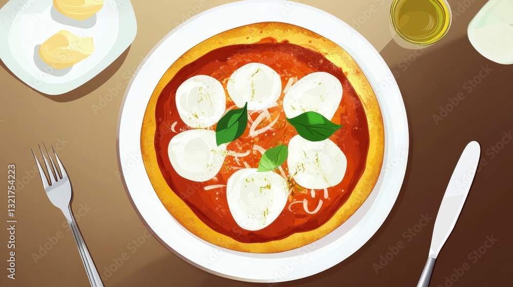 A Visual Feast: Exquisite Pizza with Mozzarella and Basil A Visual Feast: Exquisite Pizza with Mozzarella and Basil