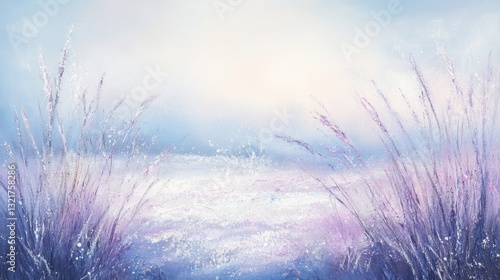 Winter meadow landscape painting