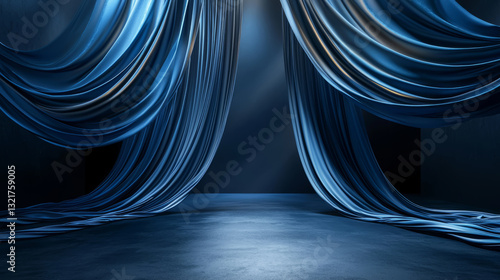 Obraz na płótnie Luxurious stage curtains with deep folds and dramatic lighting w salonie
