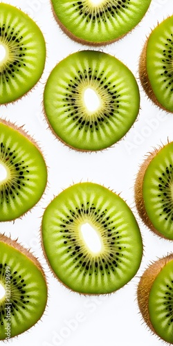 Obraz na płótnie Sliced delicious ripe kiwi fruit on white. Top view w salonie