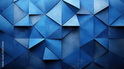 Abstract blue geometric pattern with interlocking triangles and shadows