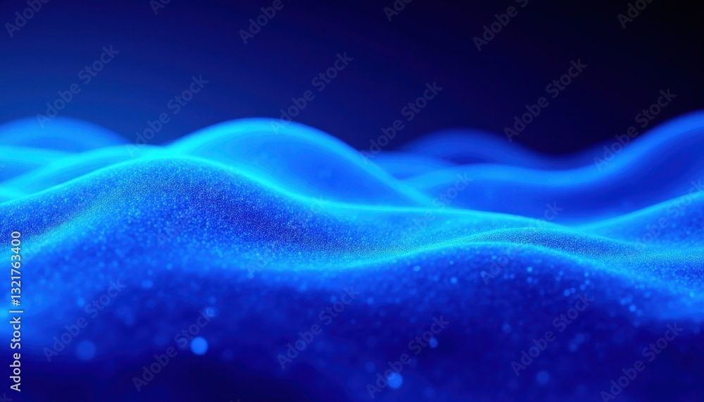 Obraz premium Dynamic waves of blue light abstract oceanic scene digital artwork serene environment close-up view conceptual design