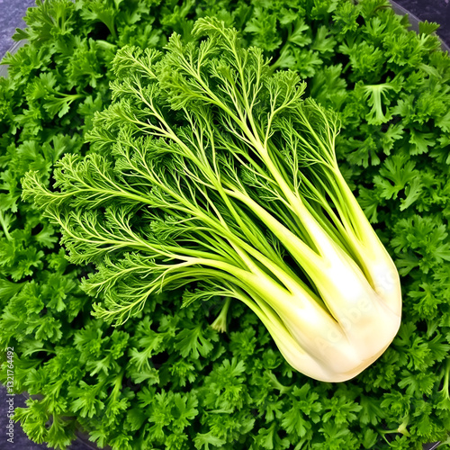 Fennel on a bed of curly parsley