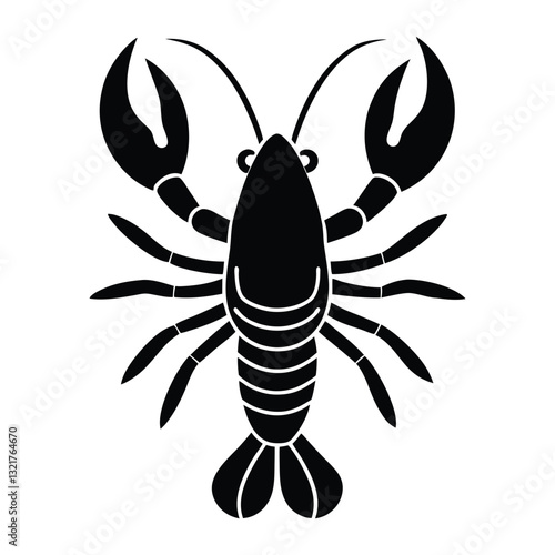 red crawfish silhouette vector art 