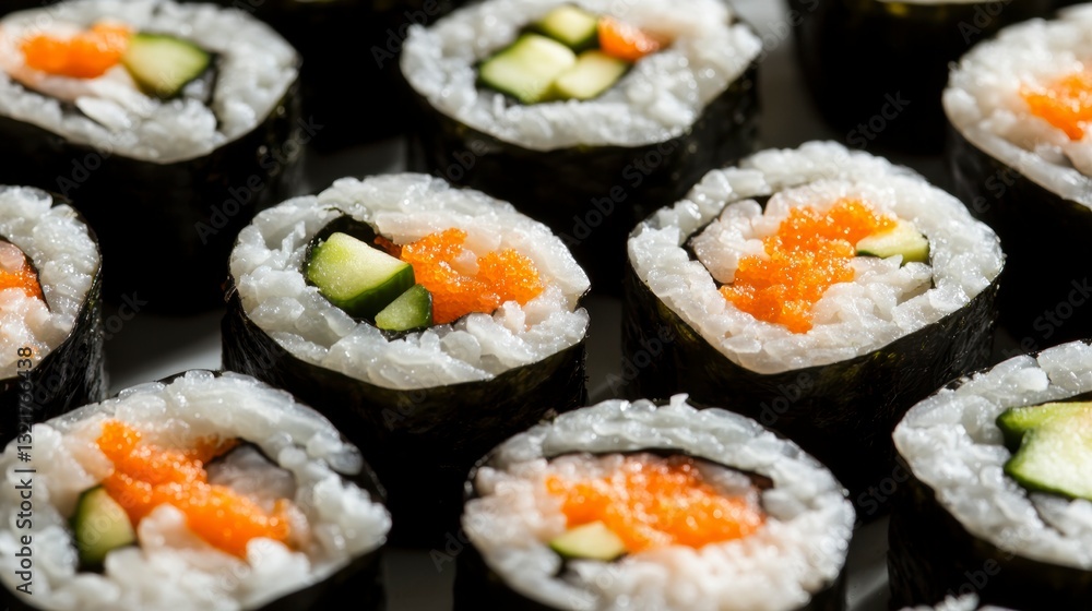 Sushi rolls on a plate, close-up, food styling, delicious Sushi rolls on a plate, close-up, food styling, delicious