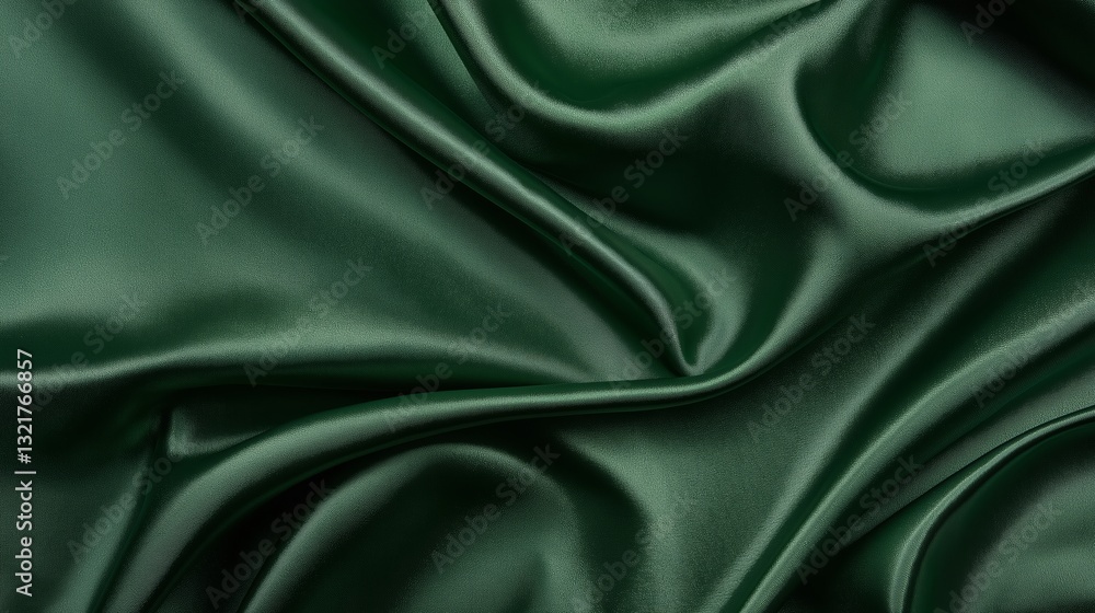 Fototapeta premium Green silk satin fabric abstract background.AI Generative.