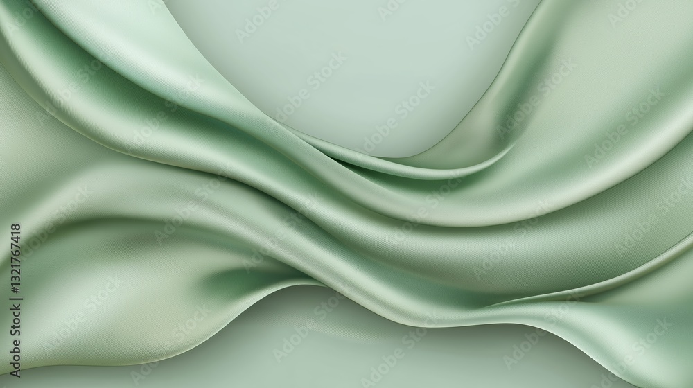 Fototapeta premium Green silk satin fabric abstract background.AI Generative.