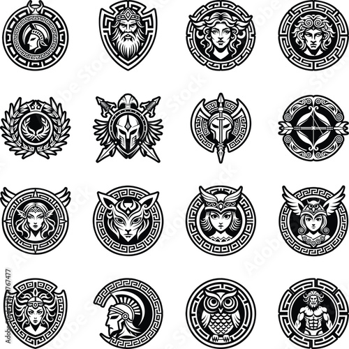 Collection of Greek God Symbols Glyph Icons 

