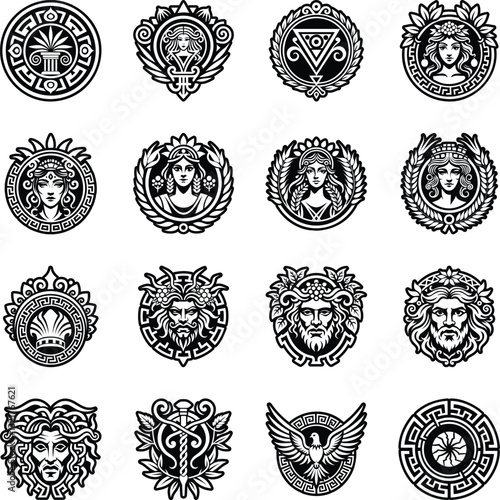 Set of Glyph Style Ancient Greek Icons 

