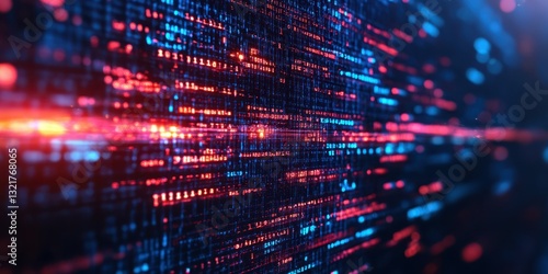 Wallpaper Mural Digital data streams visualized in vibrant red and blue while traveling through a futuristic grid at night Torontodigital.ca