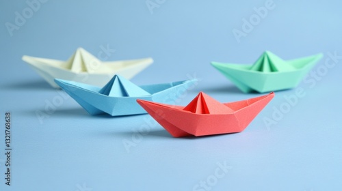 Free Download Colorful paper boats on blue background. - GFXLoad