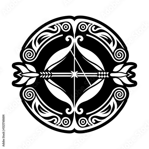 A filled style icon of artemis bow symbol