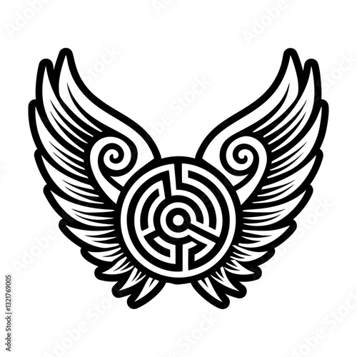 Daedalus wings symbol icon in solid style