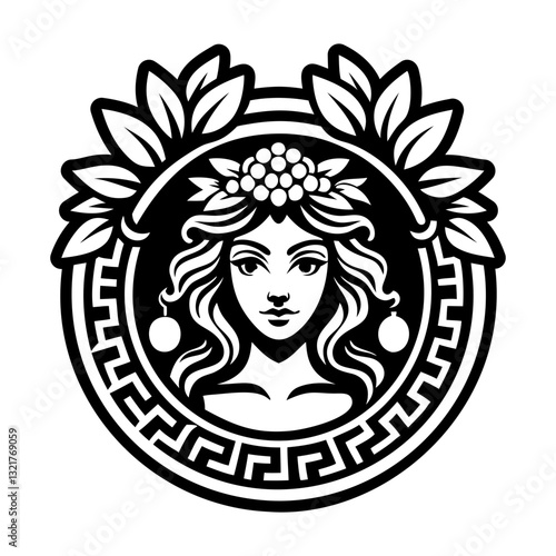 Demeter goddess symbol icon in solid style