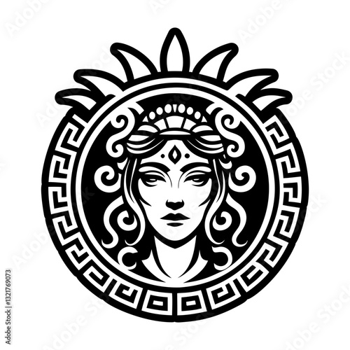 A glyph style icon of demeter greek symbol