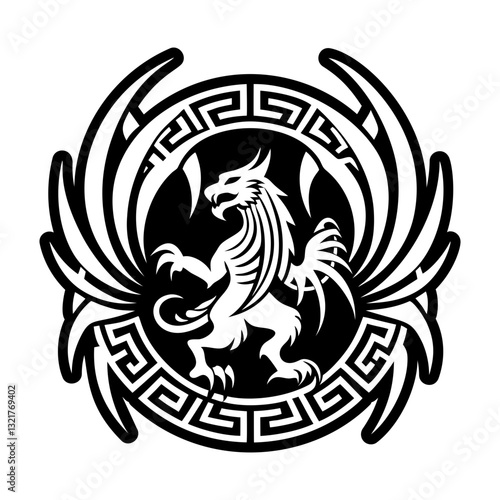 A glyph style icon of griffin tattoo symbol