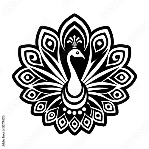 A solid style icon of peacock symbol