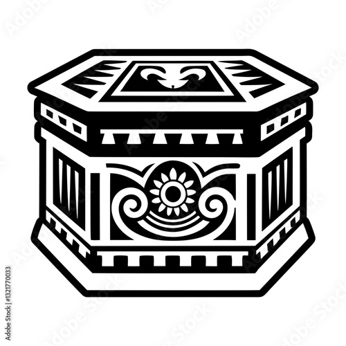 A filled style icon of pandora box symbol