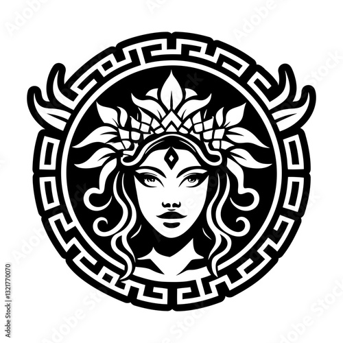 Persephone goddess symbol icon in solid style